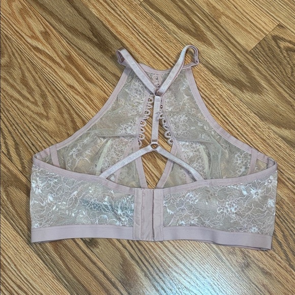 Victoria's Secret Very Sexy Sheer Lace Bralette, high neck, Pink, Large - Picture 3 of 6